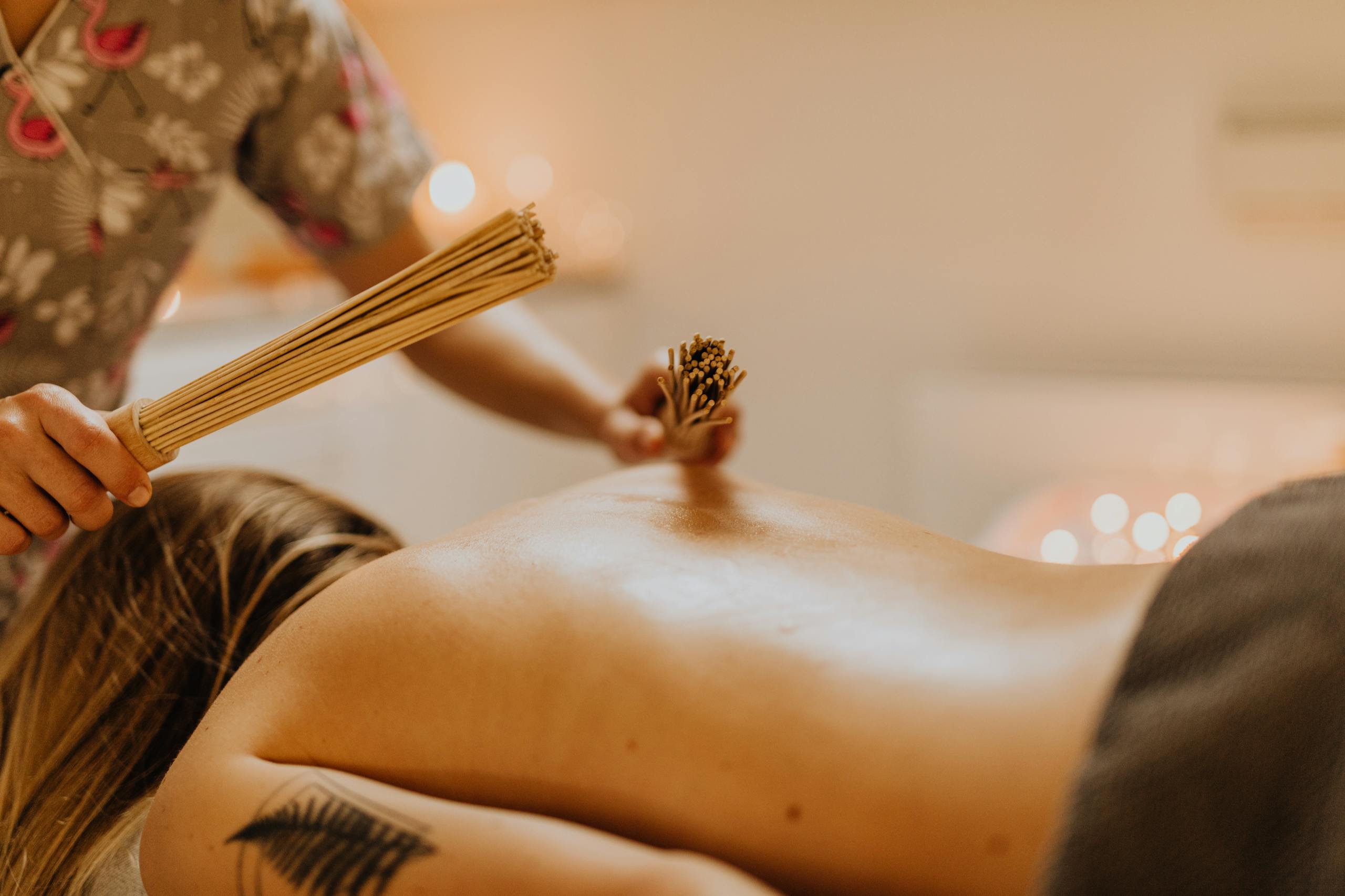 A relaxing bamboo massage session focusing on wellness and relaxation.